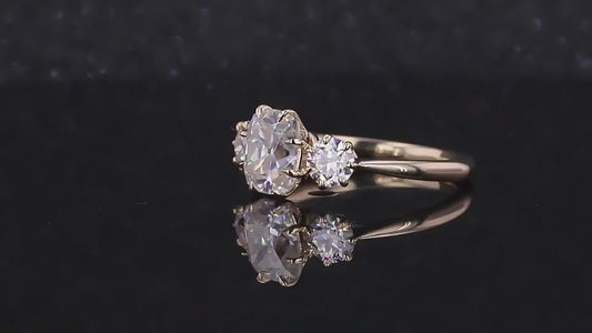 Sarah - old mine cut Moissanite Ring in solid gold 10k 14k